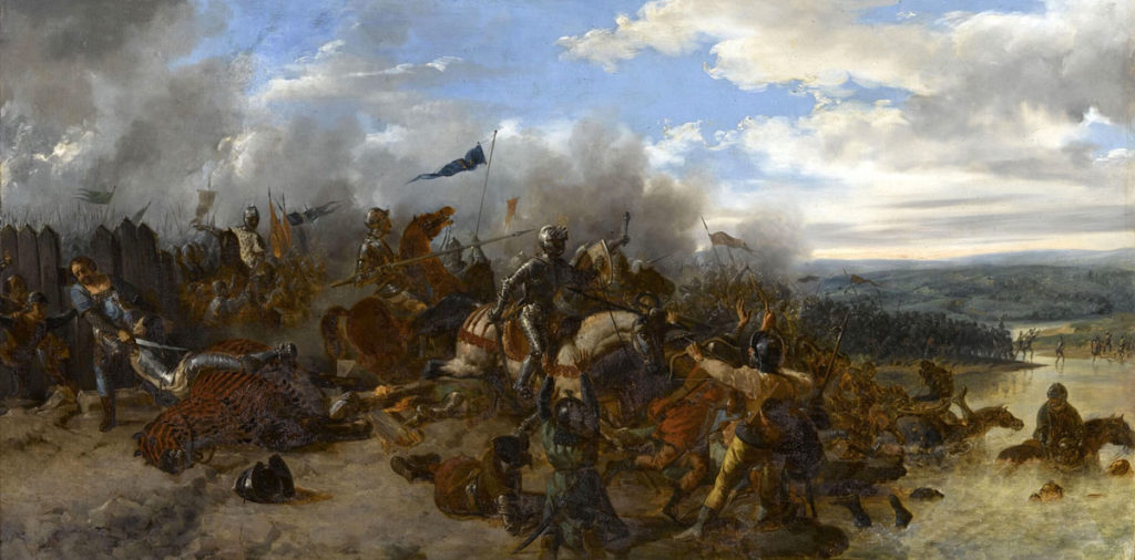 Battle of Formigny on 15th April 1450 in the Hundred Years War: pictcure by Prosper Lafaye