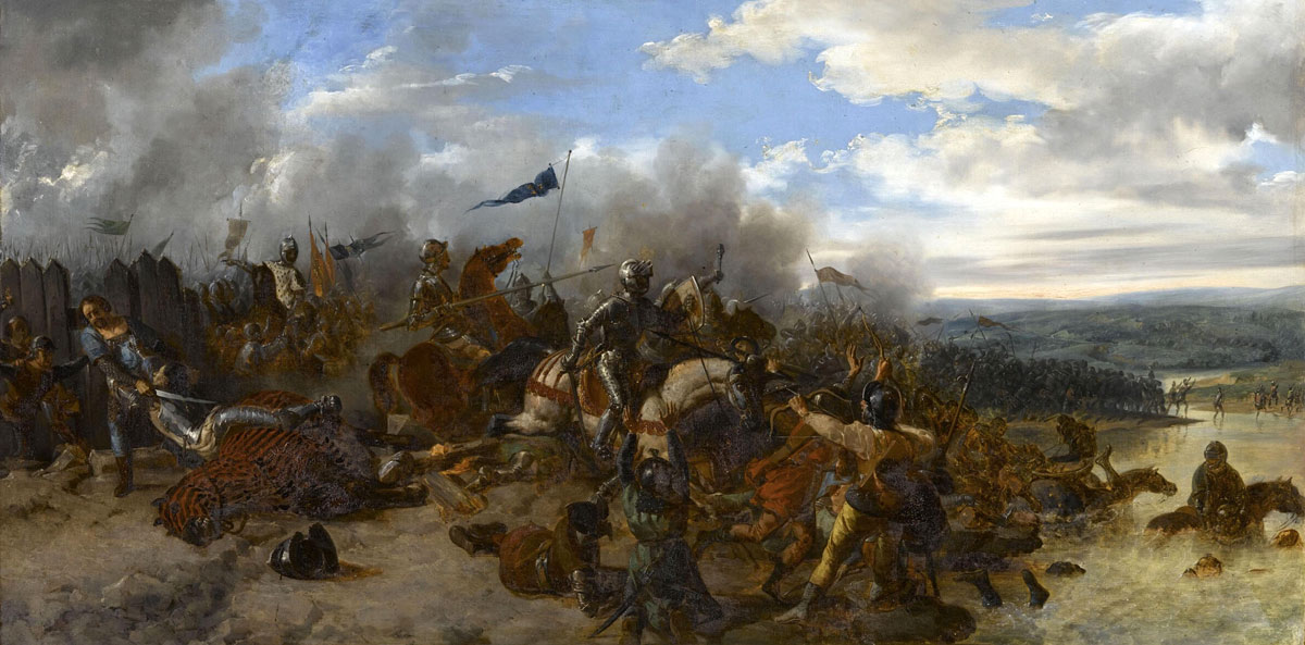 Battle of Formigny on 15th April 1450 in the Hundred Years War: pictcure by Prosper Lafaye