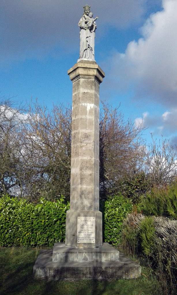 Talbot Monument: Battle of Castillon on 17th July 1453 in the Hundred Years War