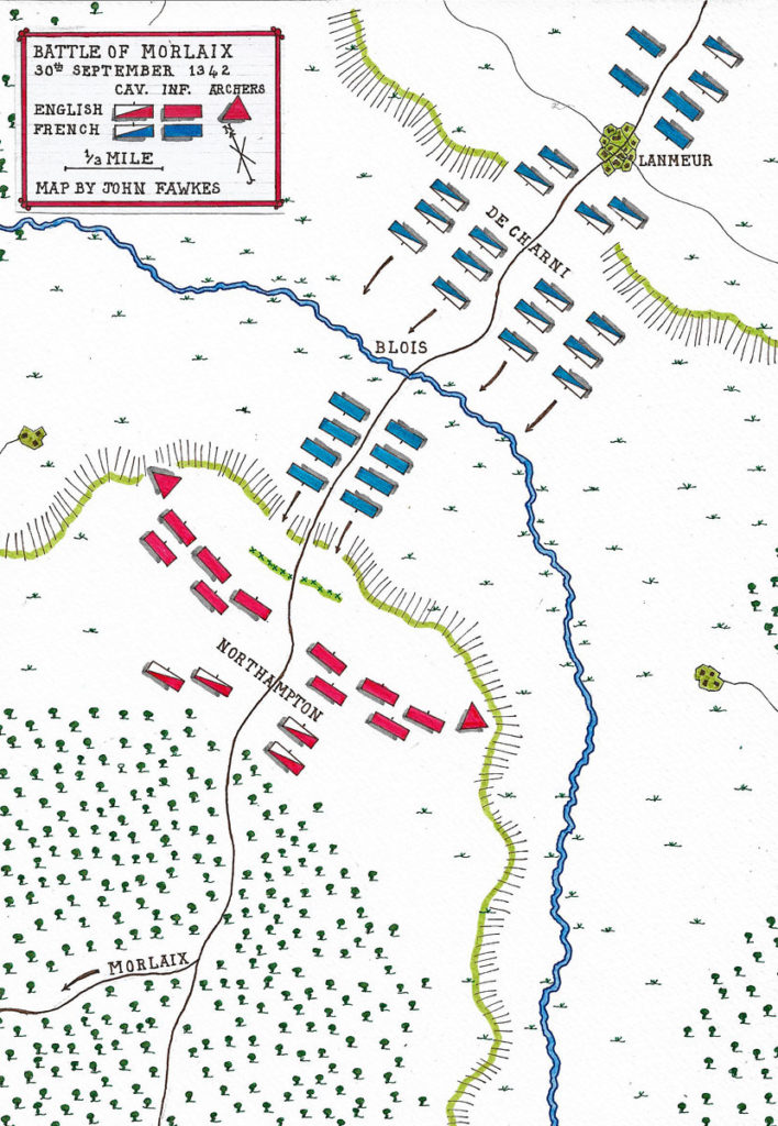 Map of the Battle of Morlaix 30th September 1342 in the Hundred Years War: battle map by John Fawkes