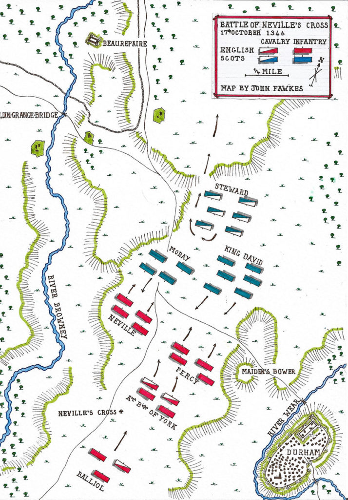 Map of the Battle of Neville’s Cross on 17th October 1346: battle map by John Fawkes