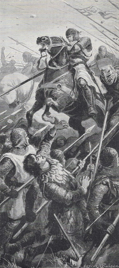 the Earl Marshal attacking the Scots Schiltrons at the Battle of Falkirk on 22n July 1298 in the Scottish Wars of Independence