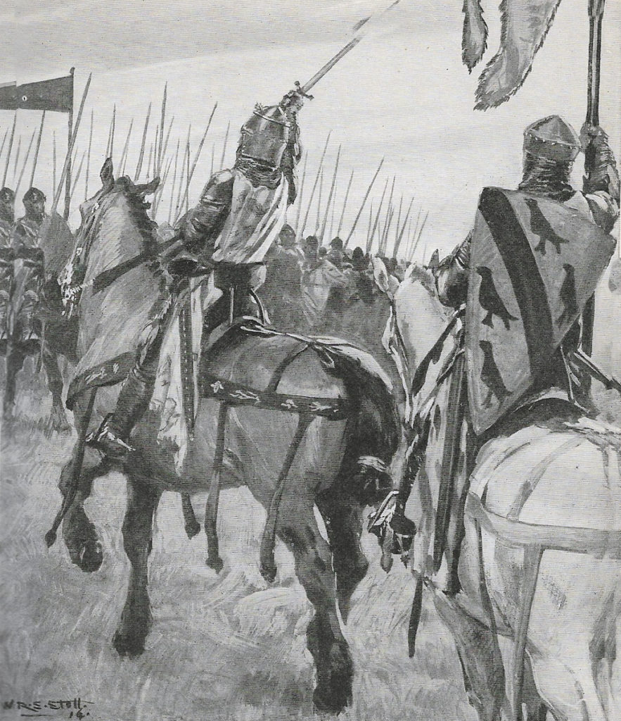 Prince Edward at the Battle of Evesham on 4th August 1265 in the Second Barons' War: picture by RS Stott