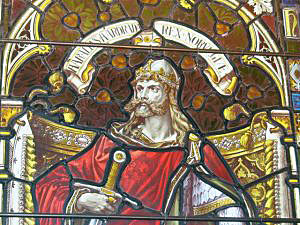 Harold Hardrada from a window in Orkney Cathedral: Battle of Stamford Bridge on 25th September 1066