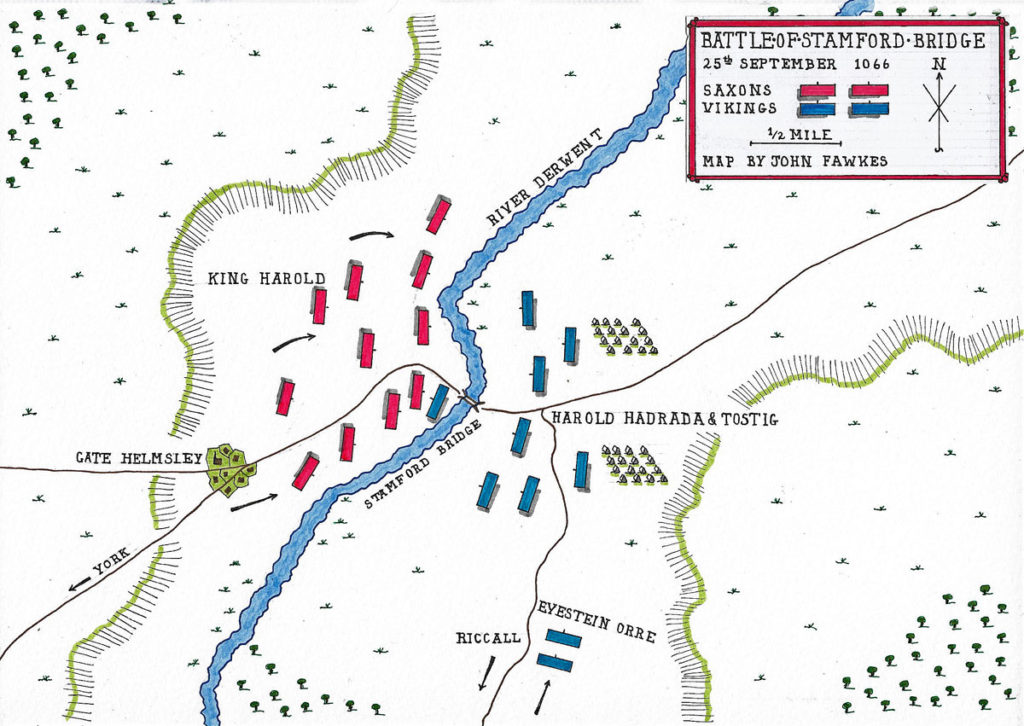 Map of the Battle of Stamford Bridge on 25th September 1066: battle map by John Fawkes