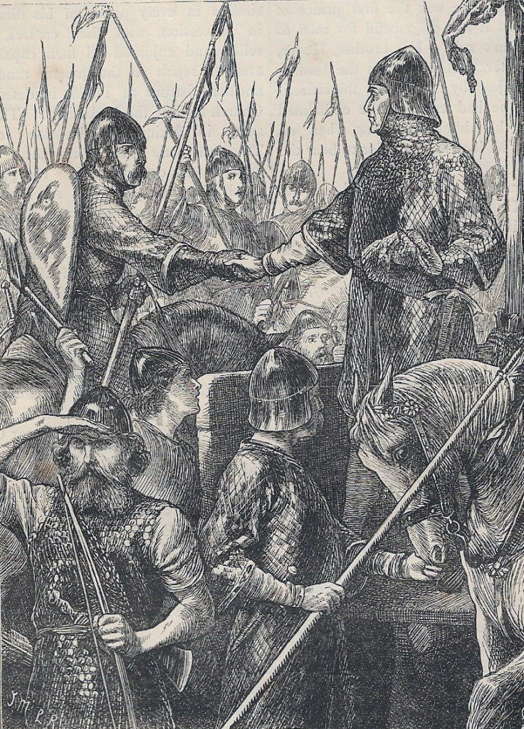 Walter L'Espec offers his hand to the Earl of Albemarle before the Battle of the Standard on 22nd August 1138