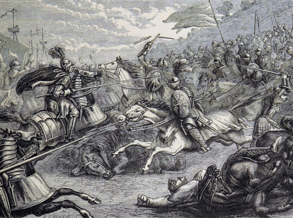 Lord Grey of Wilton's charge at the Battle of Pinkie on 10th September 1547 in the 'War of the Rough Wooing'