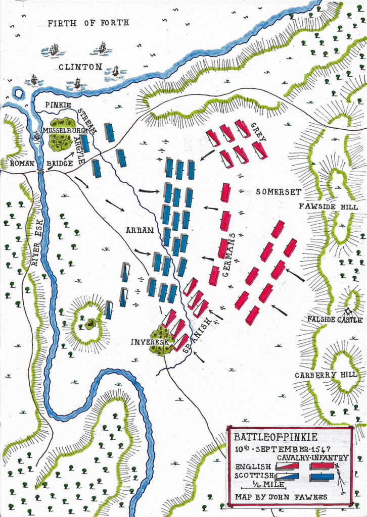 Map of the Battle of Pinkie on 10th September 1547 in the ‘War of the Rough Wooing’: battle map by John Fawkes