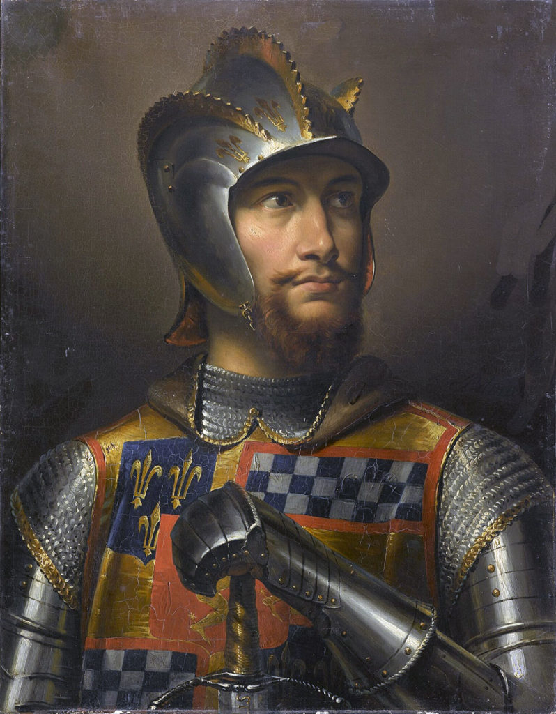 John Stewart, 3rd Earl o f Buchan killed at the Battle of Verneuil on 17th August 1424 in the Hundred Years War