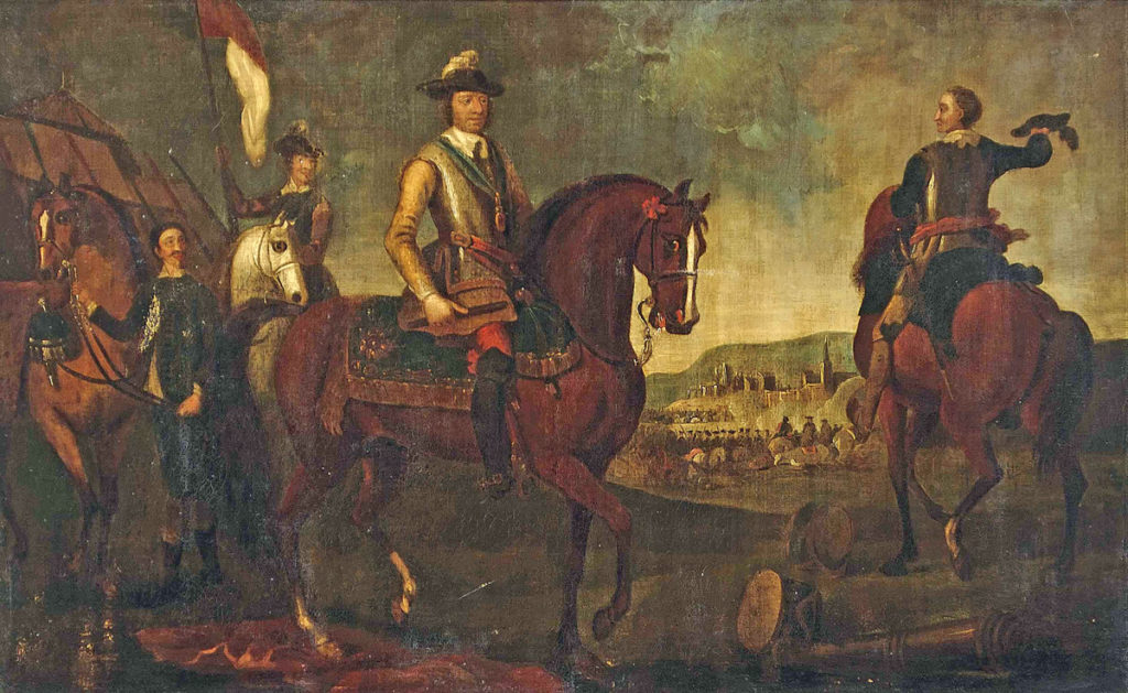 Oliver Cromwell at the Battle of Worcester on 3rd September 1651 in the English Civil War