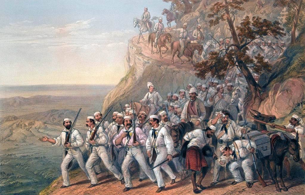 1st Bengal Fusiliers marching down from Dagshai: Siege of Delhi September 1857