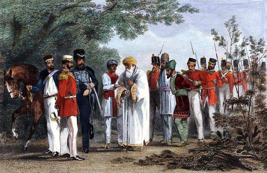 Capture of Bahadur Shah, the Mogul Emperor after the Siege of Delhi by Captain William Hodson at Humayan's Tomb after the Siege of Delhi in September 1857