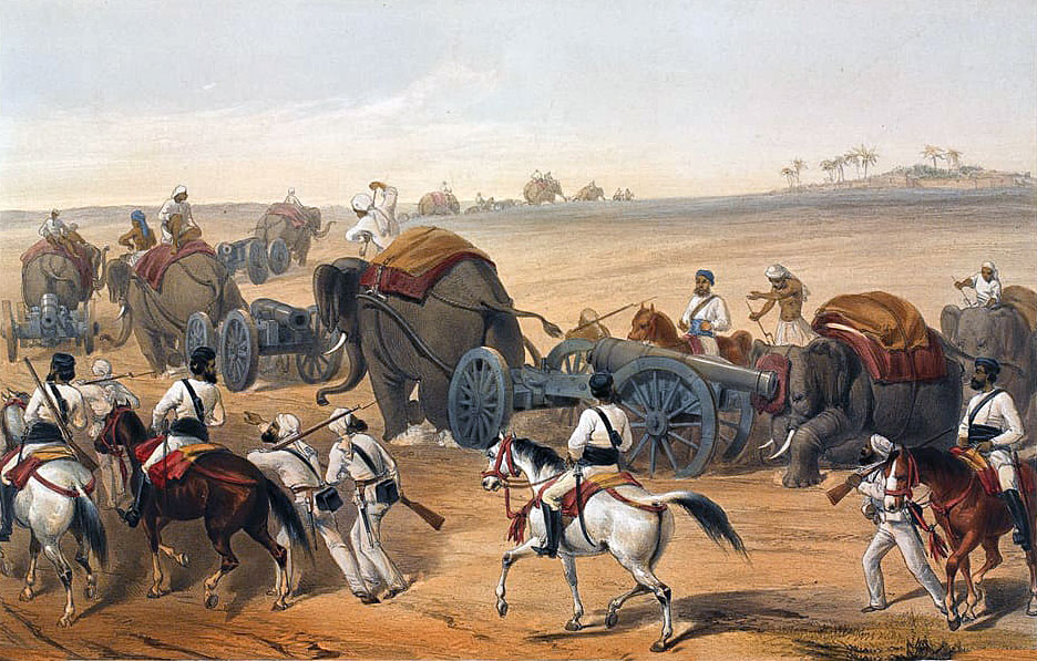 Advance of the siege-train: Siege of Delhi September 1857: picture by G.A. Atkinson
