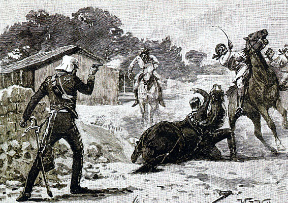 Colonel Tombs rescuing Captain Hills; both officers winning the Victoria Cross: Siege of Delhi September 1857